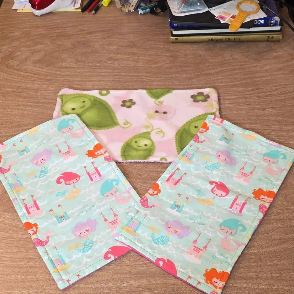 Set Of 3 Flannel & Terry Burp Cloth Handcrafted 15